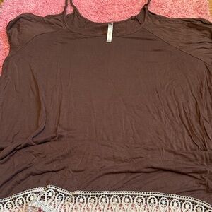 Chic Brown Lace Trim Camisole